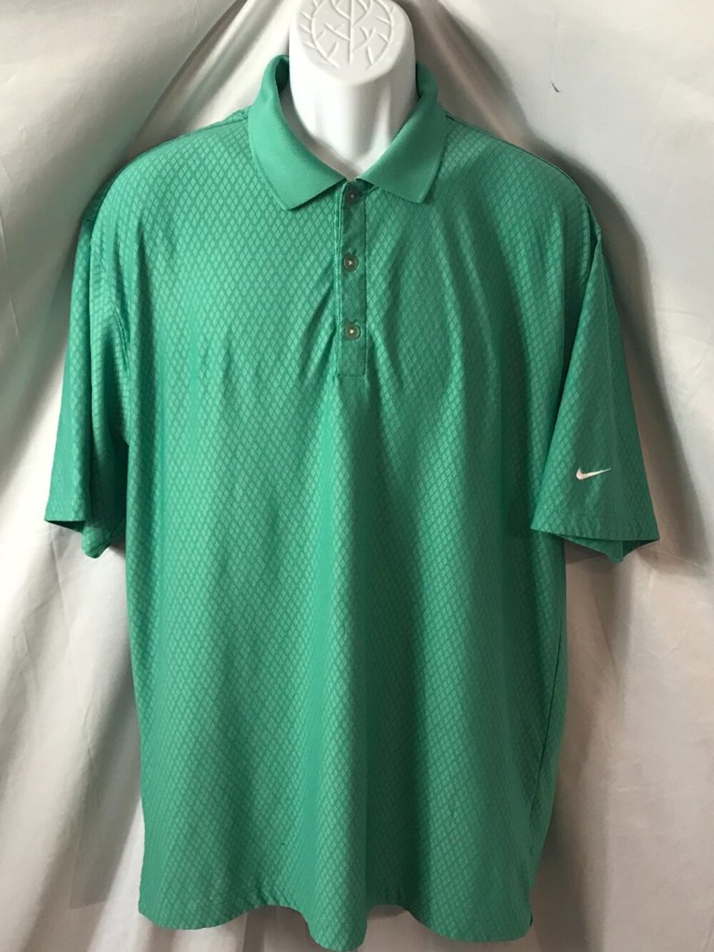 Nike Green Diamonds Style Patterns Activewear Athletic Sport Cut Polo Shirt
